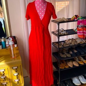 Lulus red wrap around maxi dress size small